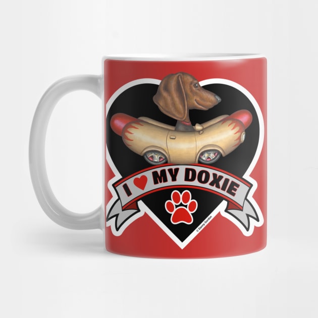 Funny Cute I Love My Doxie Dachshund Dog Heart Design by Danny Gordon Art